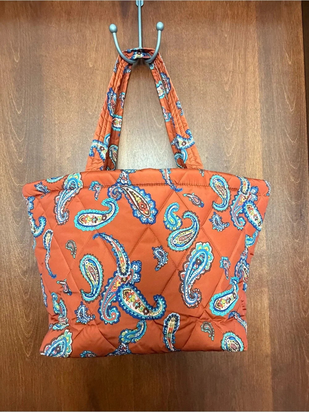 New Vera Bradley Orange Paisley Quilted Tote Bag